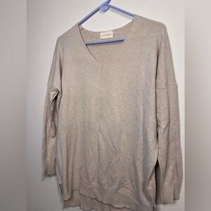 Dreamers Beige V-Neck Pullover Sweater